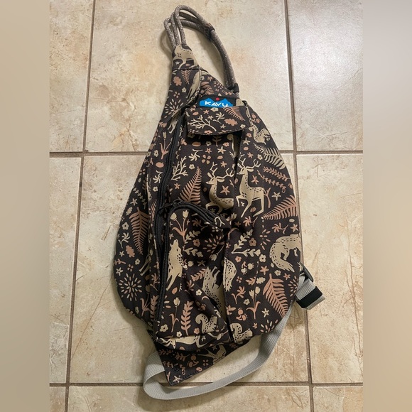 Kavu Brown and Tan Animal Print Sling Bag - Picture 1 of 7